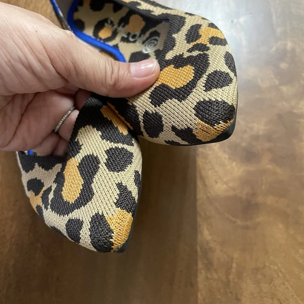 Rothy's The Point Leopard Animal Print Shoes Ballet Flats Women's Sz 7.5 B6